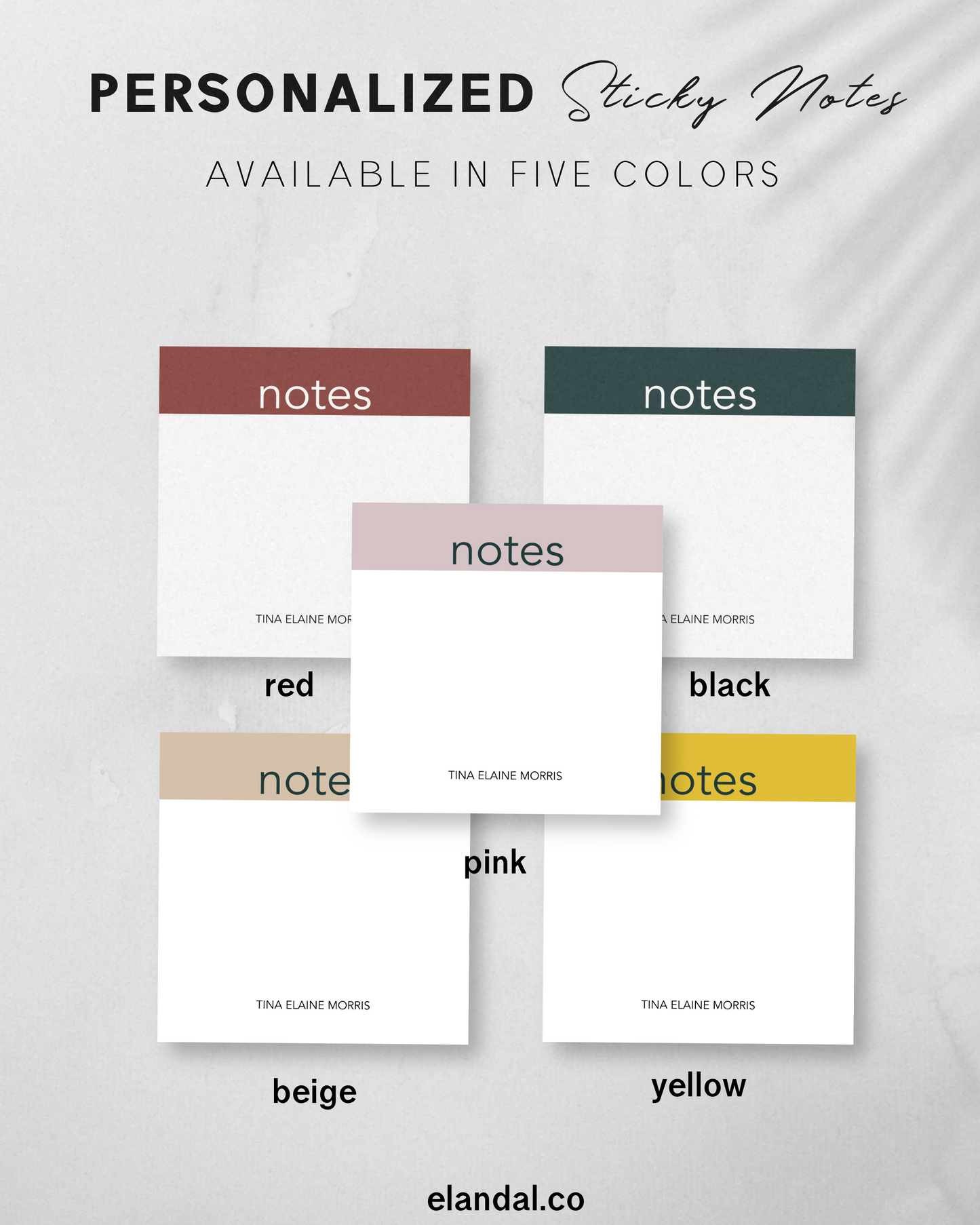 Personalized Notes, Sticky Notes, 3x3 in. Adhesive Notepads Assorted Colors