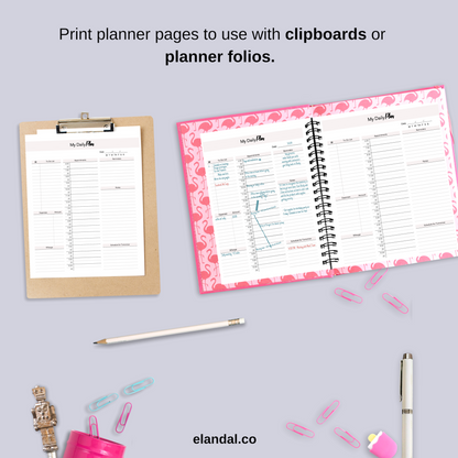 One-Page Undated Daily Planner Printable Letter Size