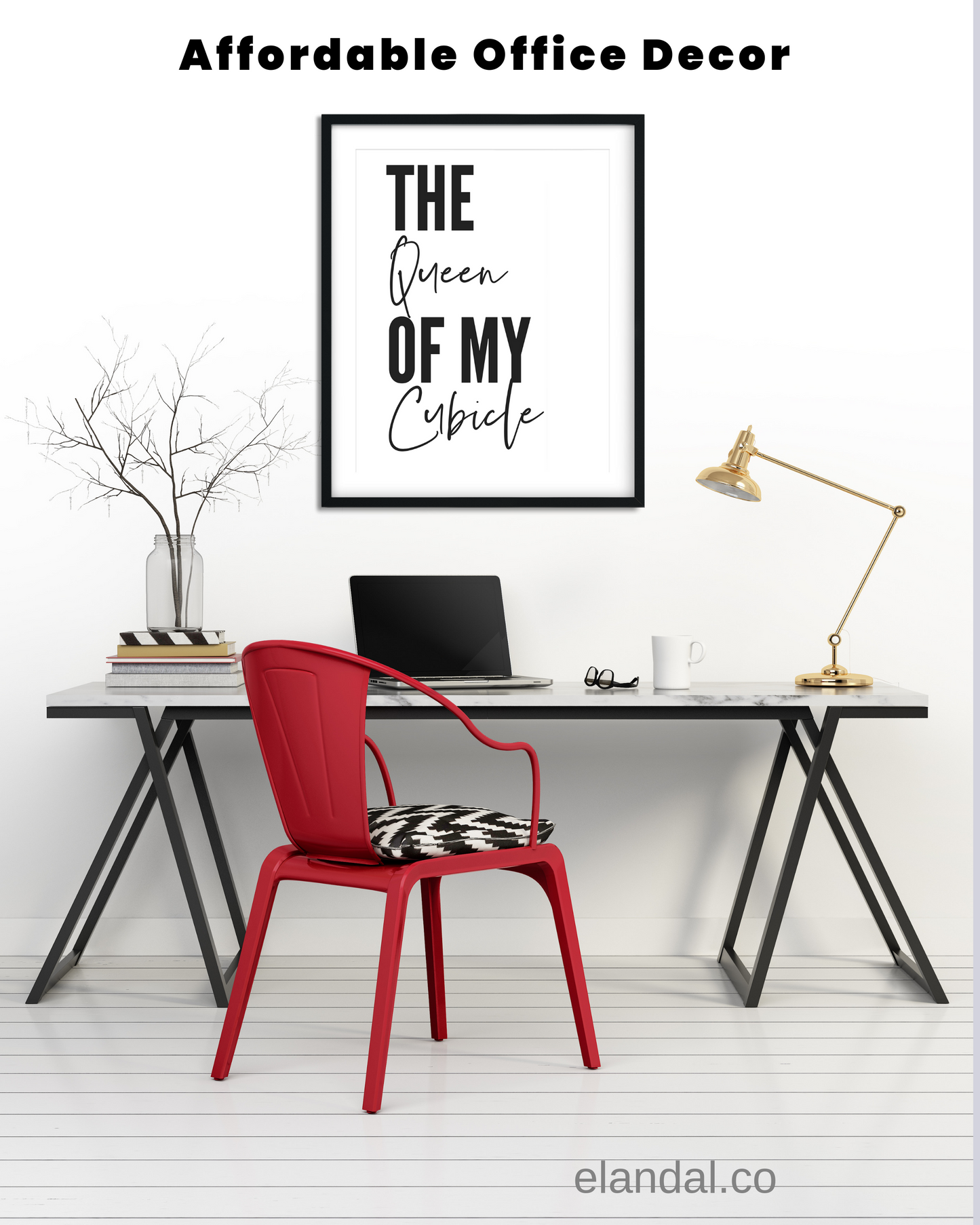 Queen of My Cubicle Printable Office Wall Decor | Minimal Quote Poster | Funny Office Art | Poster Digital Download | Coworker Gift for Her