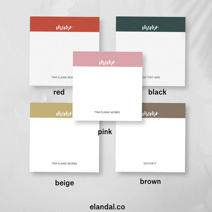 Personalized Memo Sticky Notes,  3x3 in. Notepads, Assorted Colors, Cute Work Supplies and Stationery