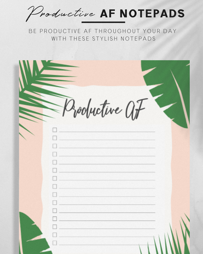 Productive AF Banana Leaf Design Mini Notepads, 4" x 5.5" in