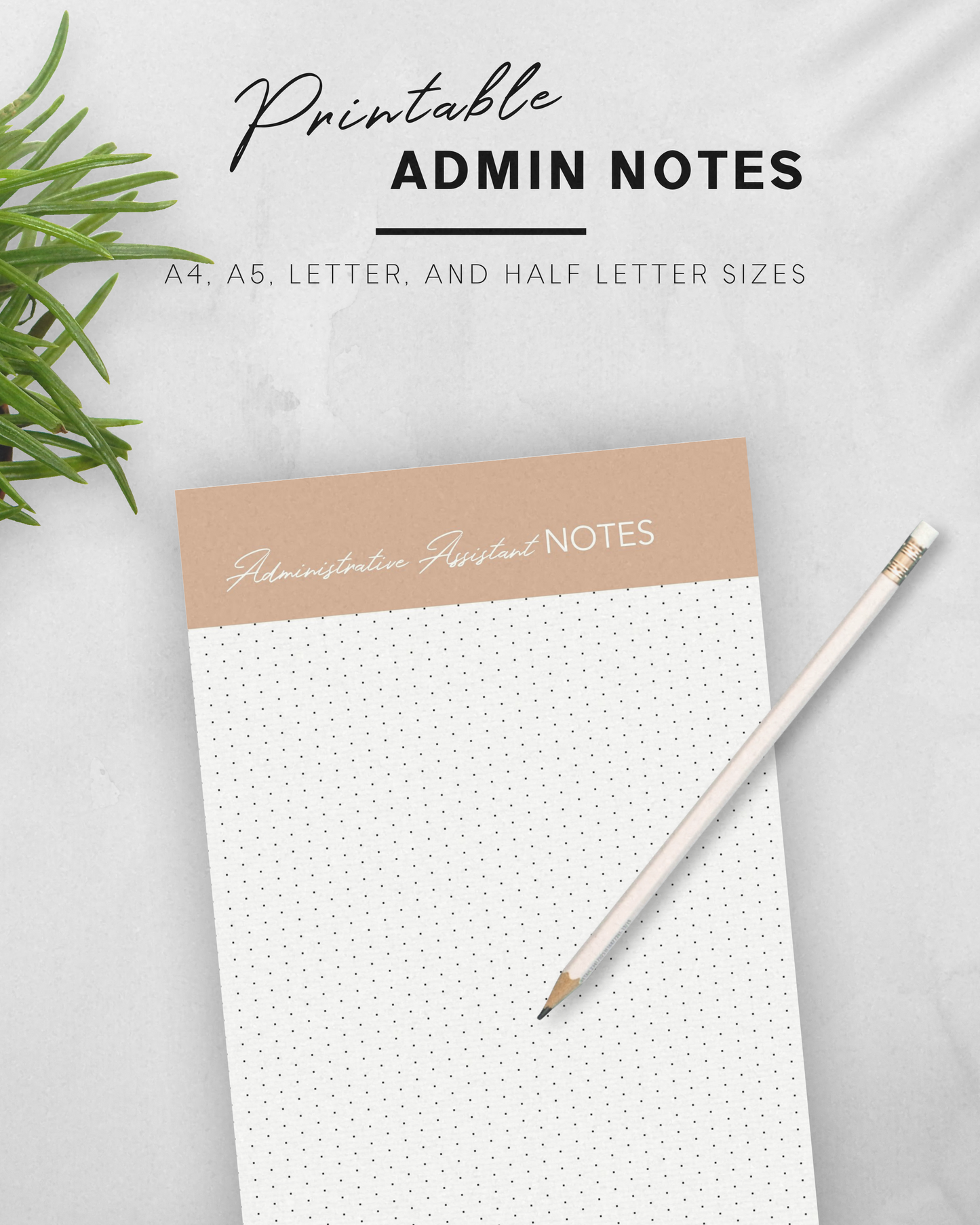 Administrative Assistant Note Printable Planner Paper Letter Size