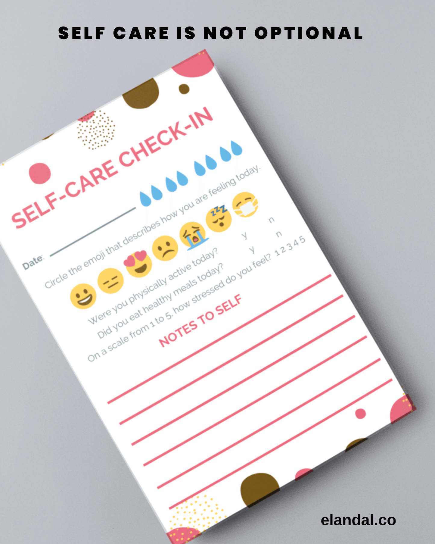 Self-Care Printable Planner Insert Stress Relief and Mood Tracker