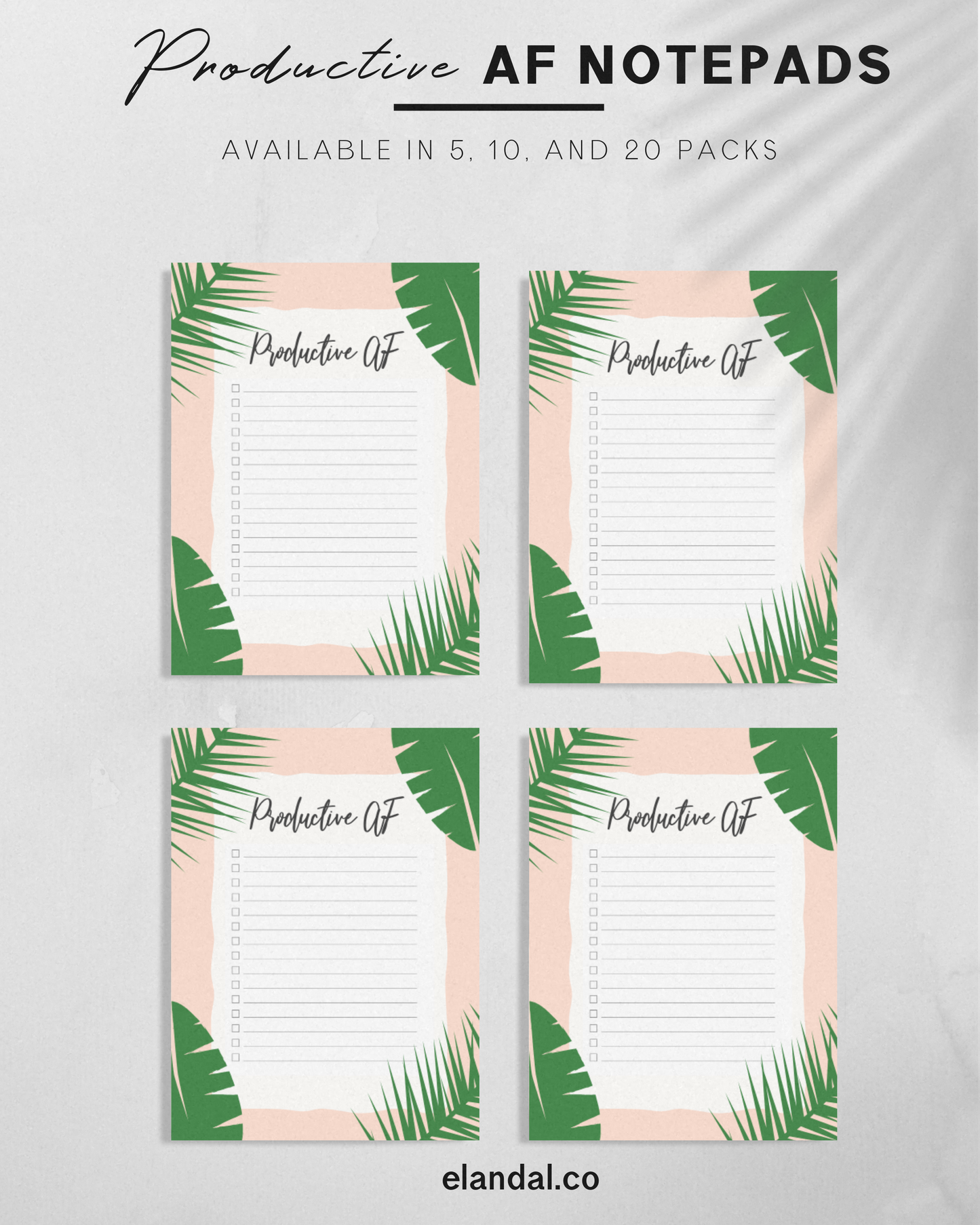 Productive AF Banana Leaf Design Mini Notepads, 4" x 5.5" in