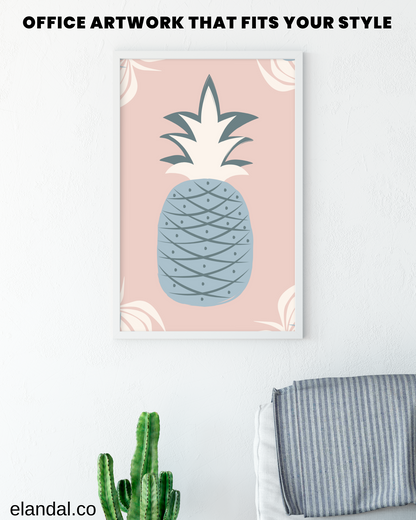 Pink Pineapple Decor: Printable Wall Art for Office and Home | Digital Tropical Art Poster | Cubicle Art | Modern Print Decor | Summer Decor