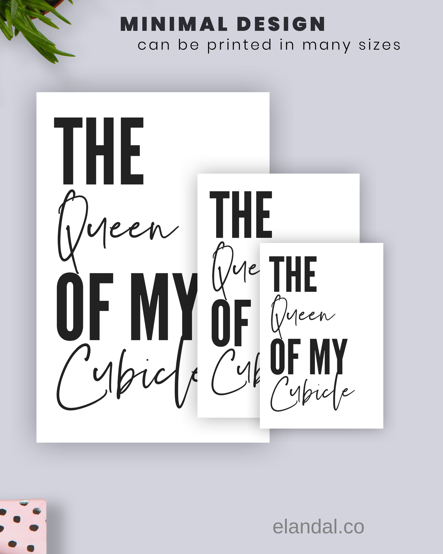 Queen of My Cubicle Printable Office Wall Decor | Minimal Quote Poster | Funny Office Art | Poster Digital Download | Coworker Gift for Her