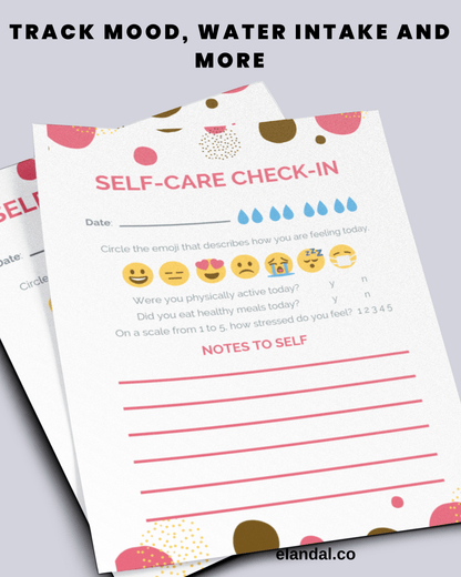 Self-Care Printable Planner Insert Stress Relief and Mood Tracker