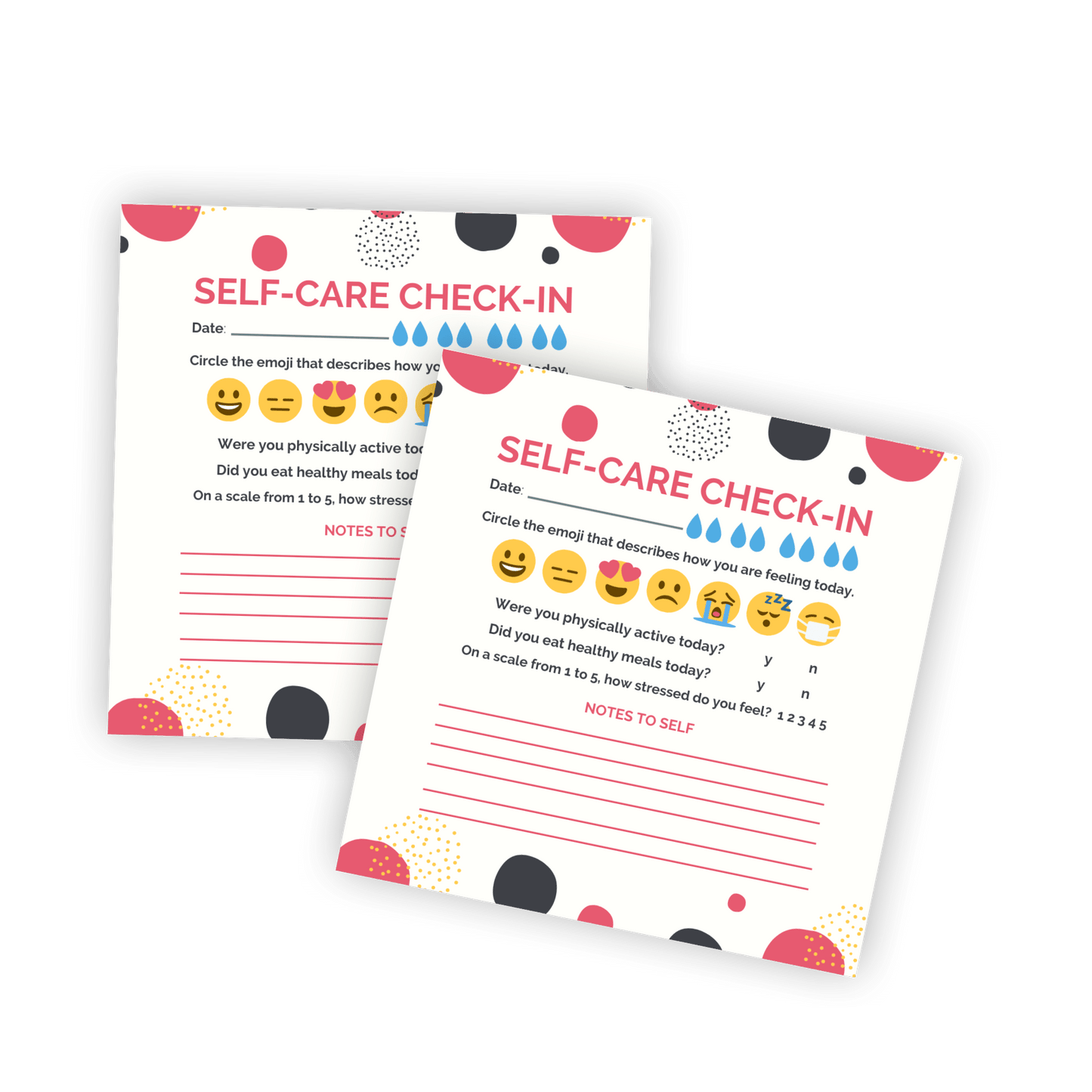 Self-Care Sticky Notes 3"x 3" Adhesive Note Pads for Productivity and Mood Tracking