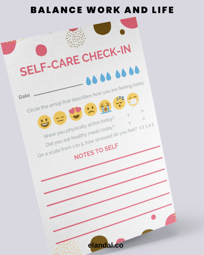 Self-Care Printable Planner Insert Stress Relief and Mood Tracker