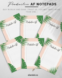 Productive AF Banana Leaf Design Mini Notepads, 4" x 5.5" in