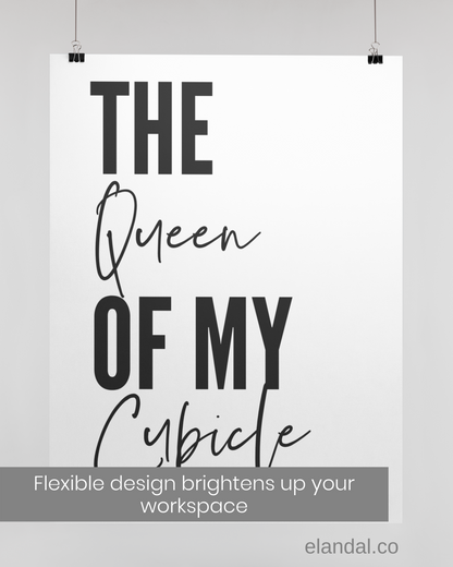 Queen of My Cubicle Printable Office Wall Decor | Minimal Quote Poster | Funny Office Art | Poster Digital Download | Coworker Gift for Her