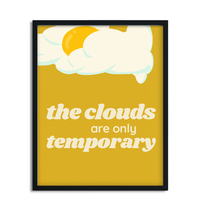 Clouds Don't Last Retro Themed Inspirational Framed Art Print