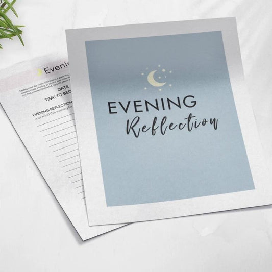 Evening Reflection Printable: Self-Care Daily Routine Gratitude Journal Pages for Bedtime