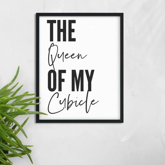 Queen of My Cubicle Printable Office Wall Decor | Minimal Quote Poster | Funny Office Art | Poster Digital Download | Coworker Gift for Her