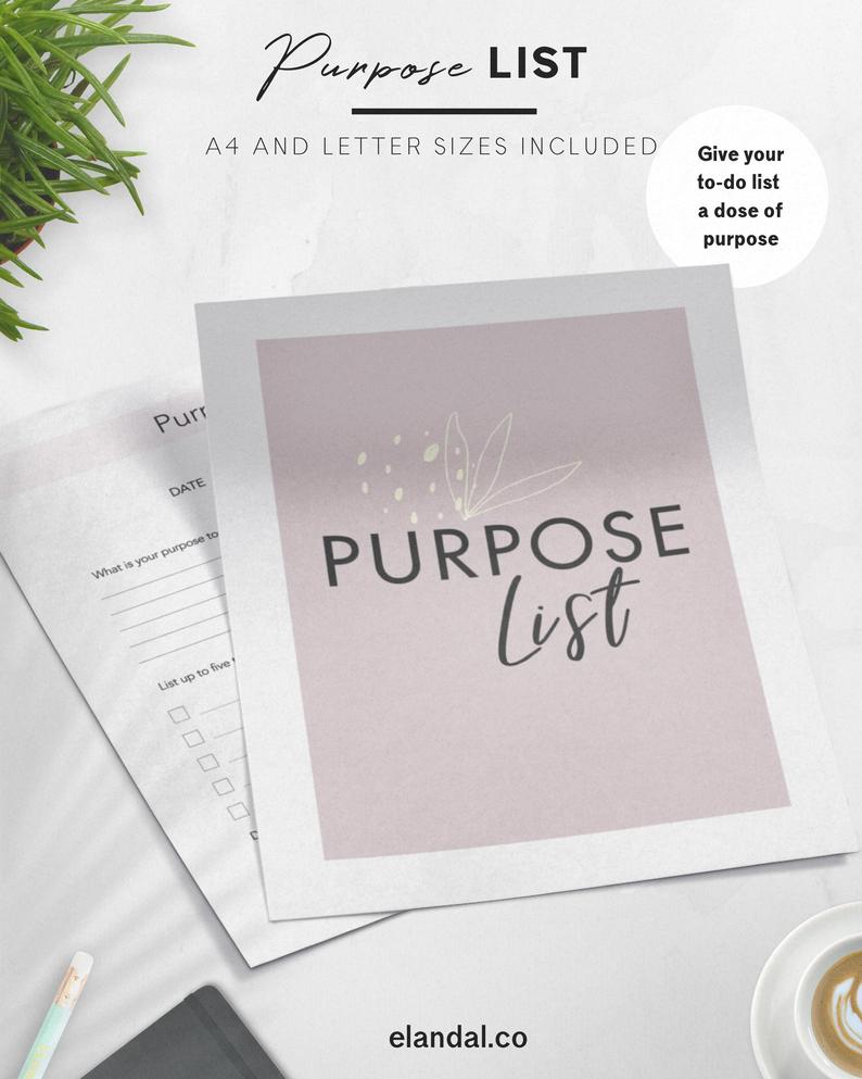 Purpose List - Printable Motivational Daily To-Do List Planner Page